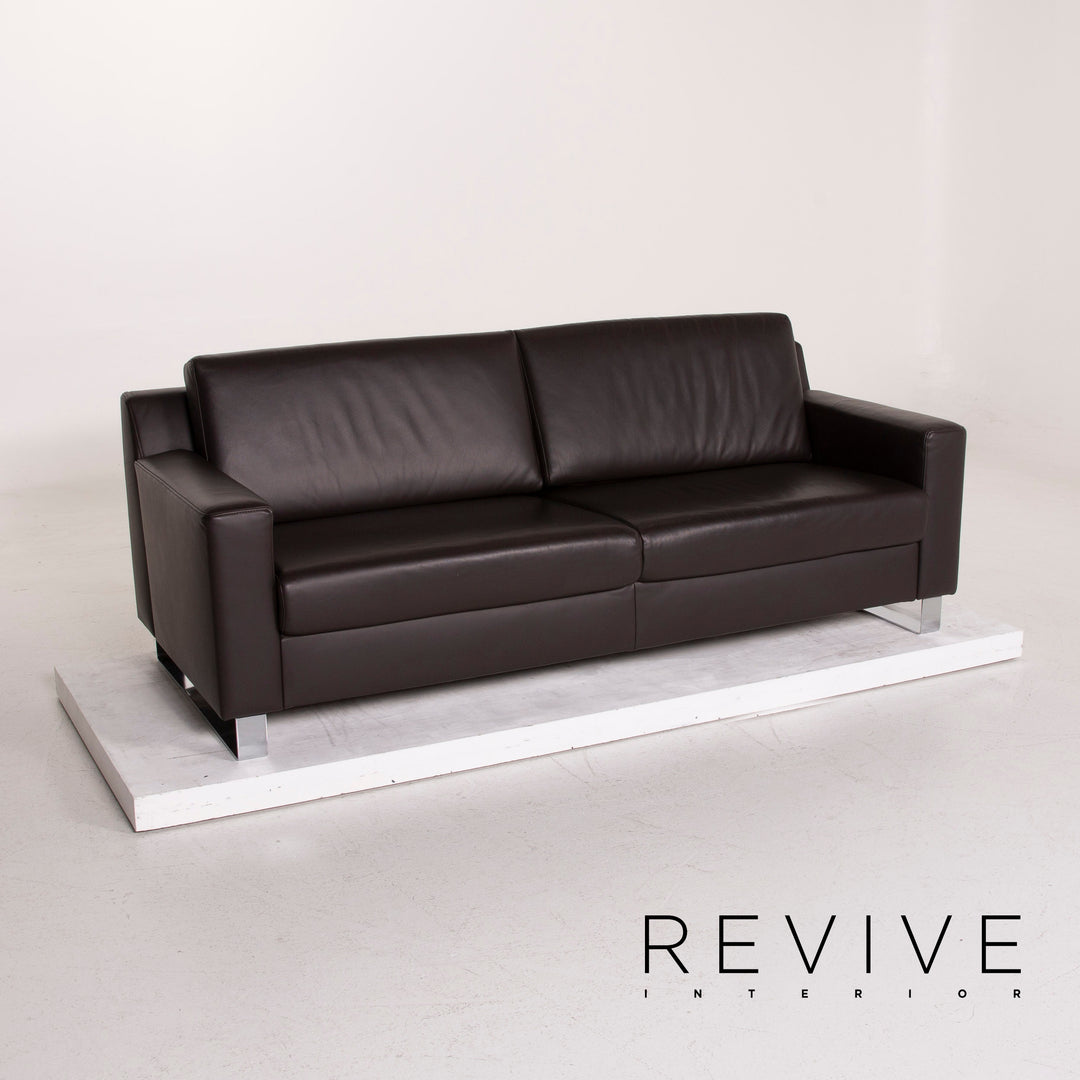 Ewald Schillig leather sofa dark brown two-seater #14829