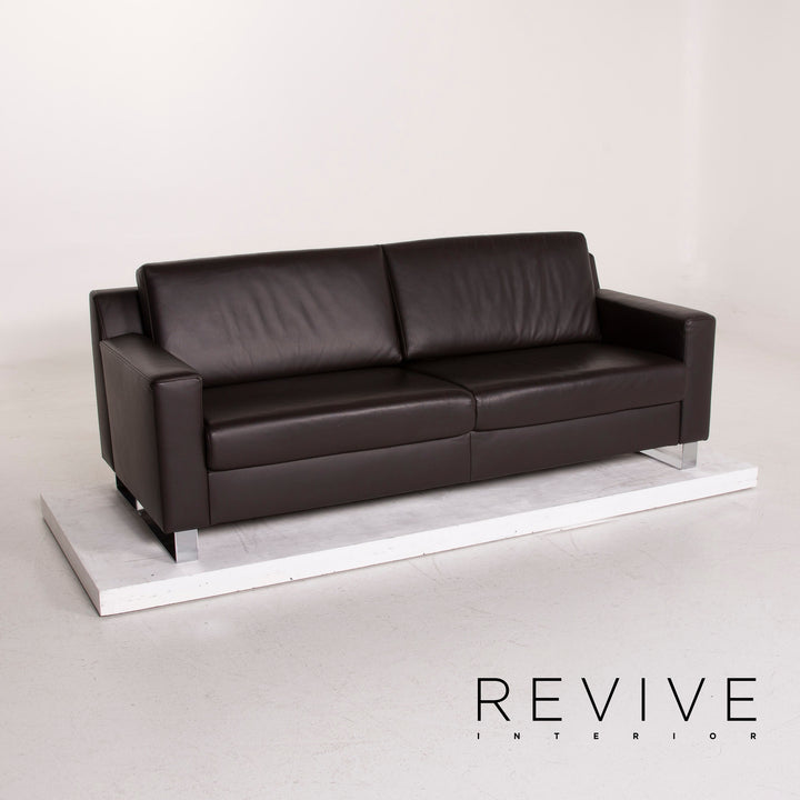 Ewald Schillig leather sofa dark brown two-seater #14829