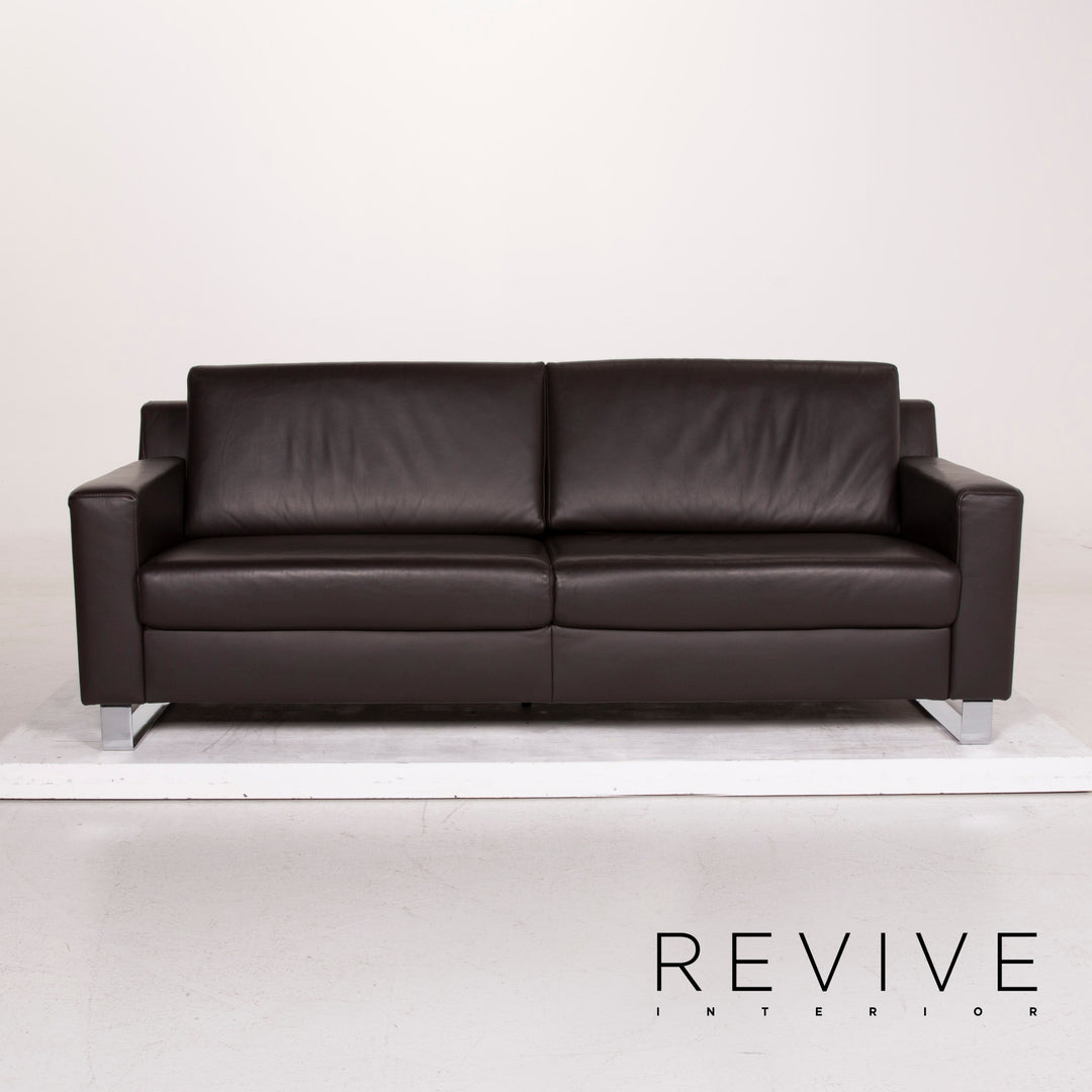 Ewald Schillig leather sofa dark brown two-seater #14829