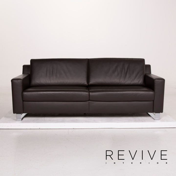 Ewald Schillig leather sofa dark brown two-seater #14829
