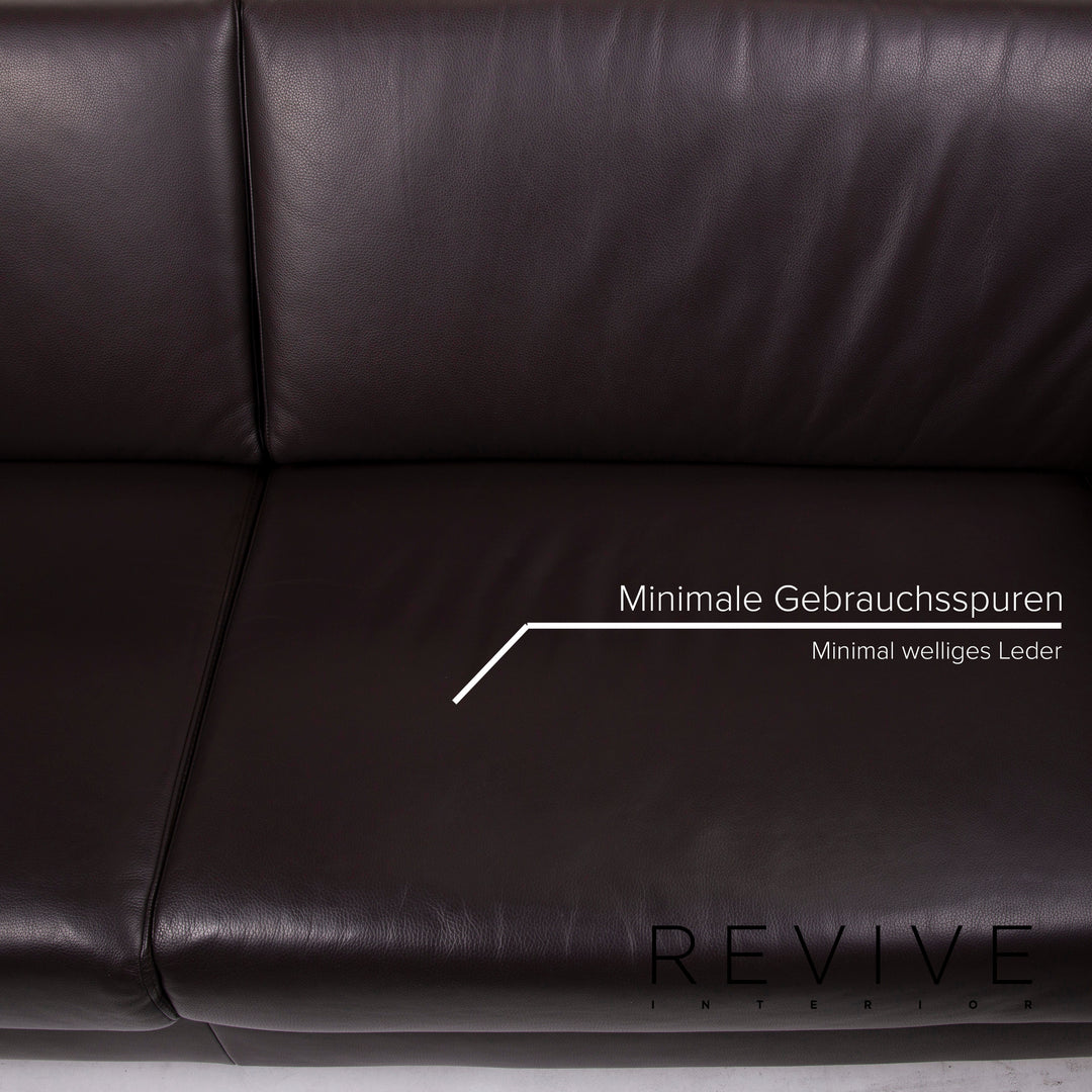 Ewald Schillig leather sofa dark brown two-seater #14829