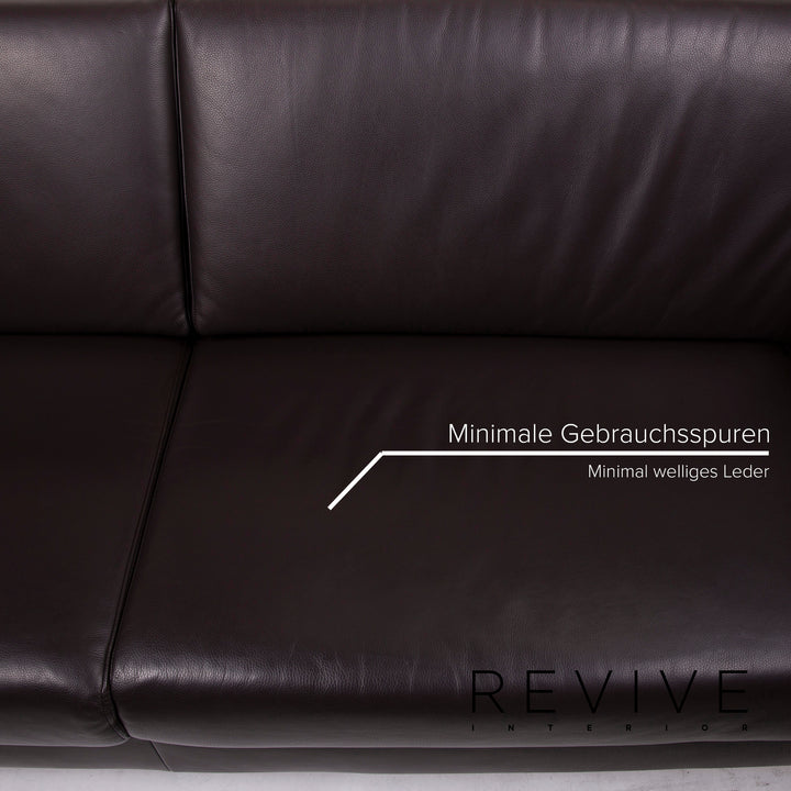 Ewald Schillig leather sofa dark brown two-seater #14829