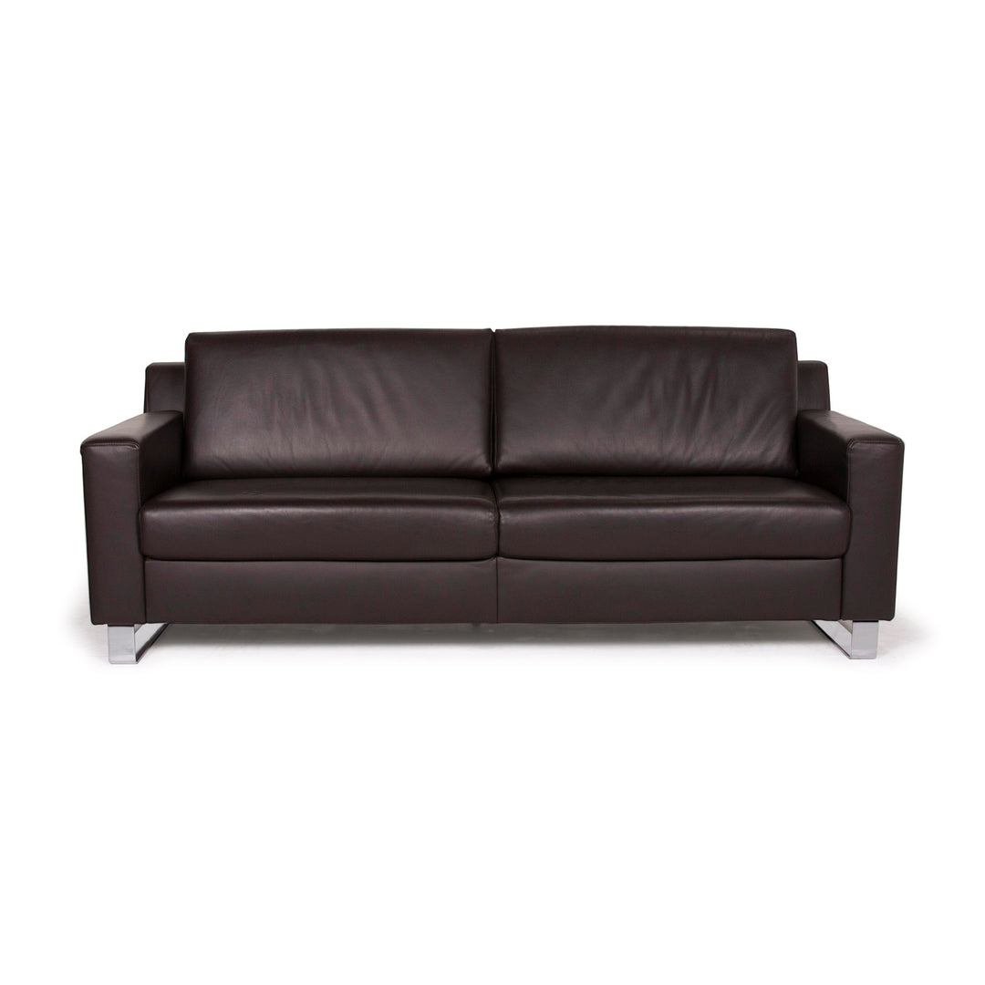 Ewald Schillig leather sofa dark brown two-seater #14829