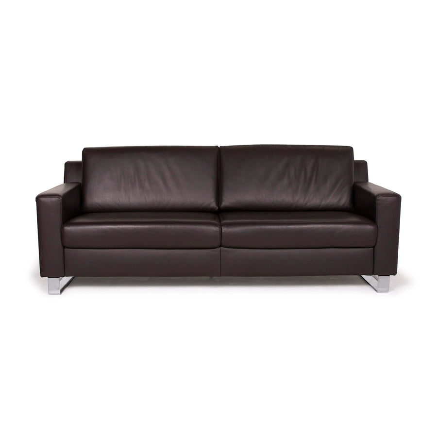 Ewald Schillig Leder Sofa Dunkelbraun Zweisitzer #14829