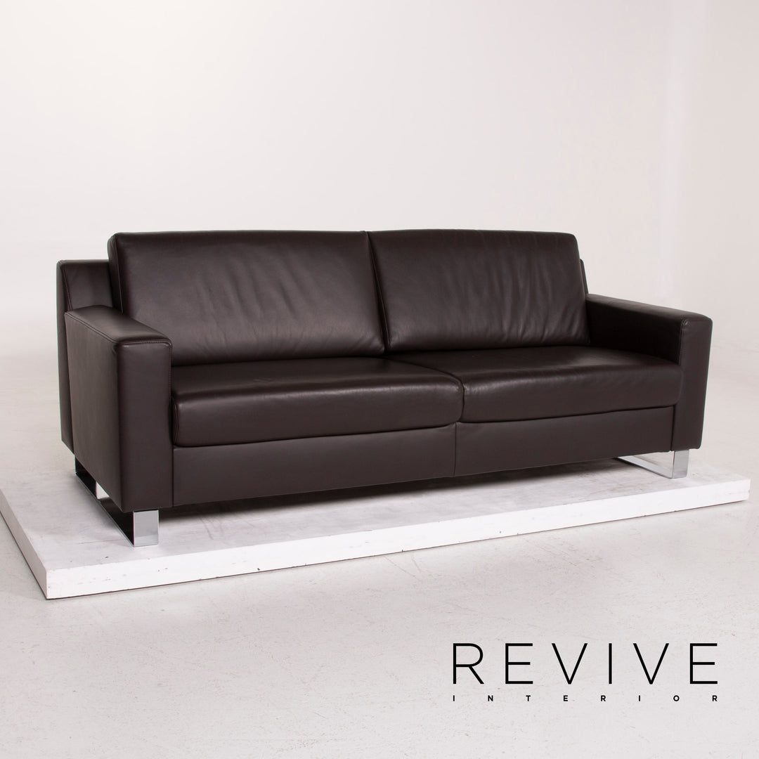 Ewald Schillig leather sofa dark brown two-seater #14829