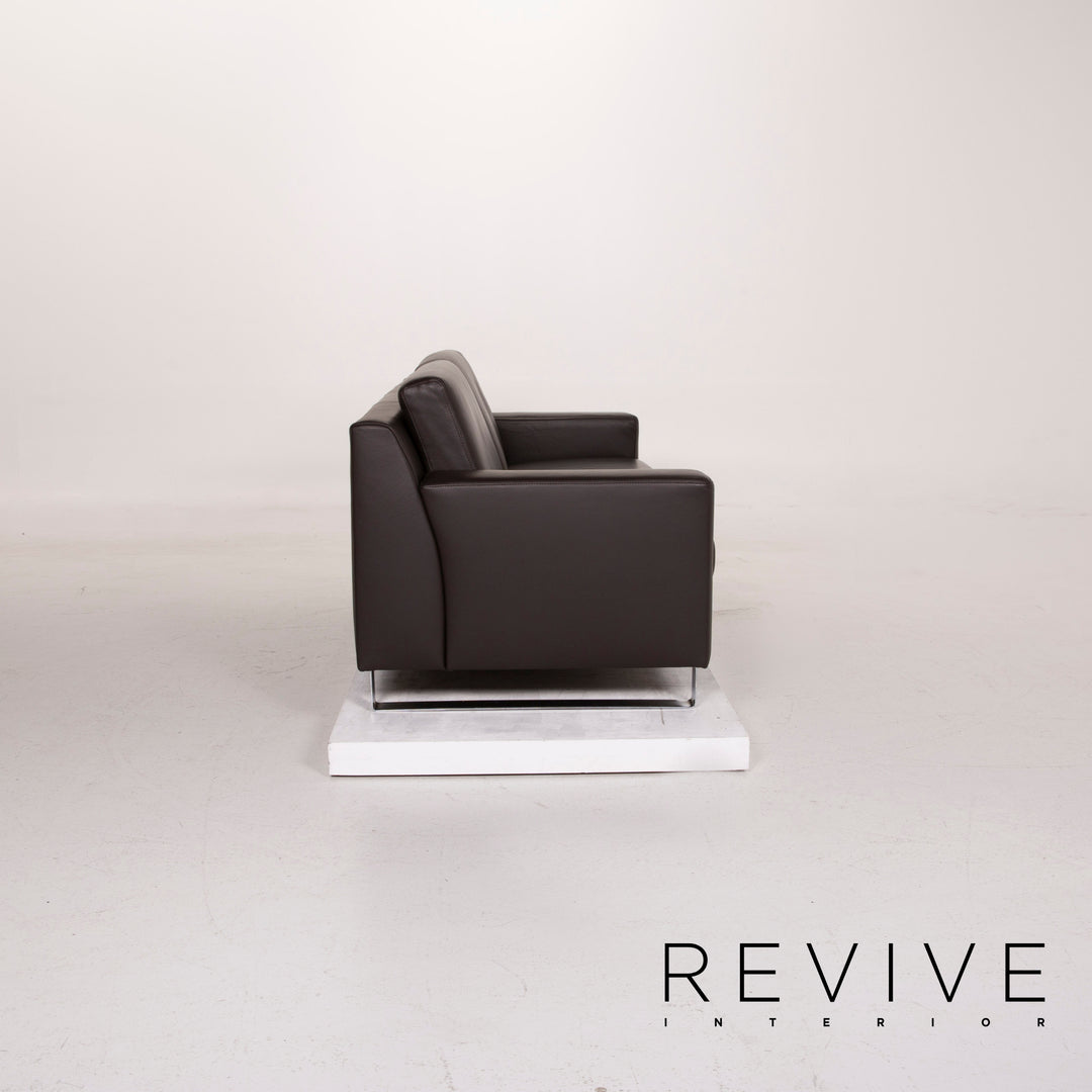 Ewald Schillig leather sofa dark brown two-seater #14829