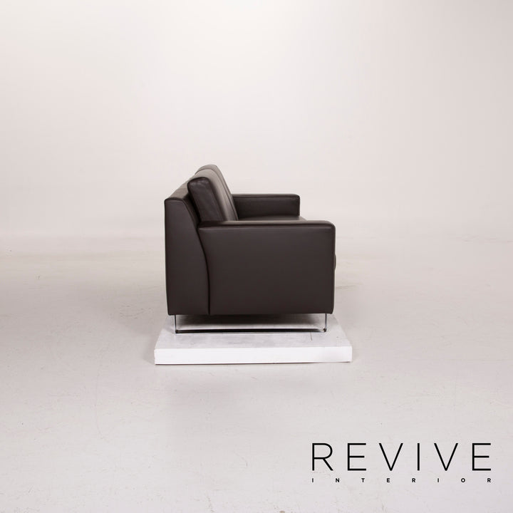 Ewald Schillig leather sofa dark brown two-seater #14829