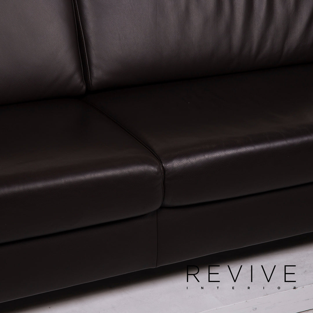 Ewald Schillig leather sofa dark brown two-seater #14829