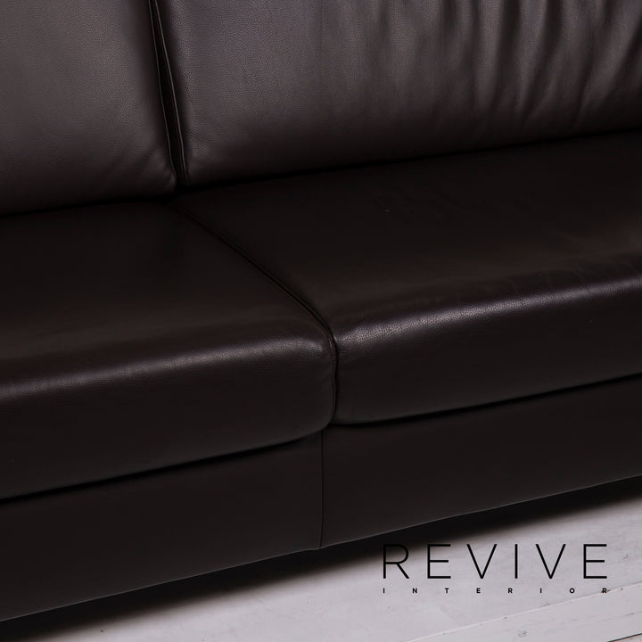 Ewald Schillig leather sofa dark brown two-seater #14829