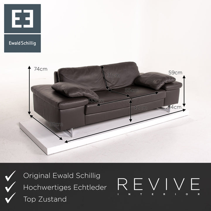 Ewald Schillig leather sofa dark brown two-seater couch #14825