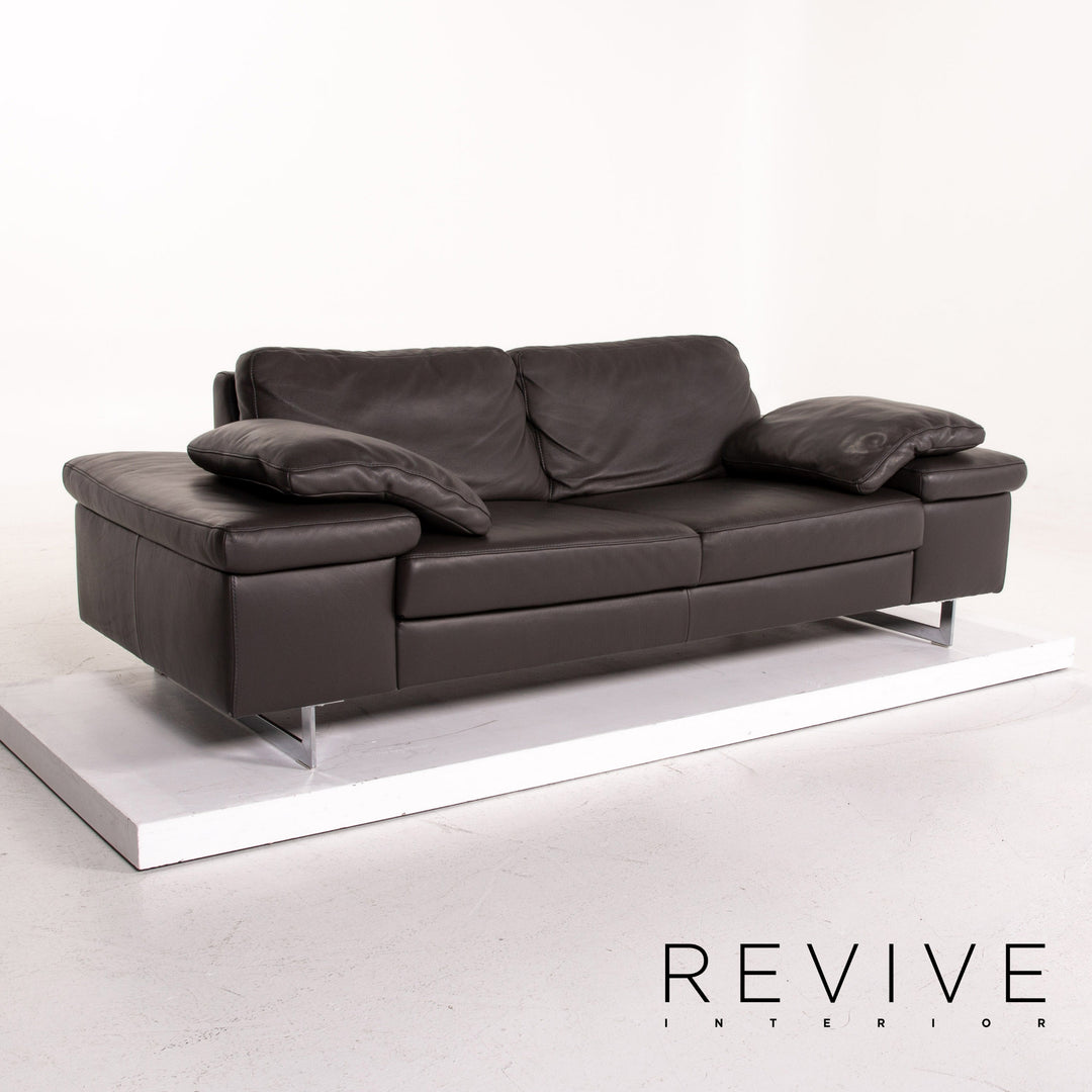 Ewald Schillig leather sofa dark brown two-seater couch #14825