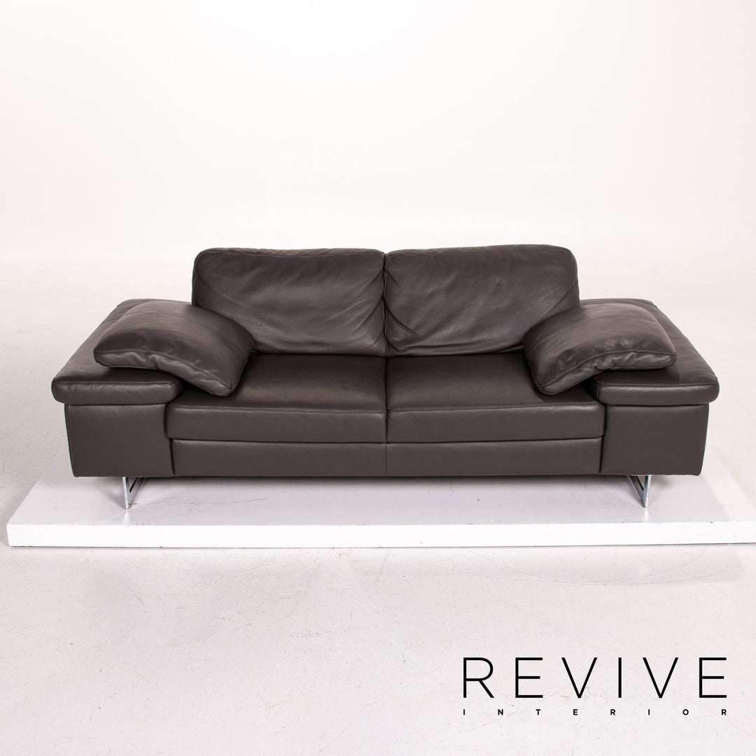 Ewald Schillig leather sofa dark brown two-seater couch #14825