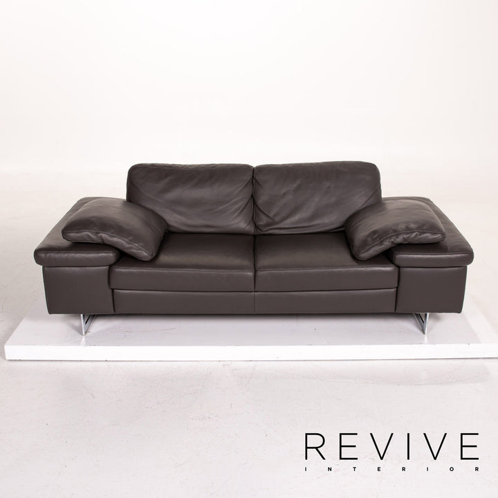 Ewald Schillig leather sofa dark brown two-seater couch #14825