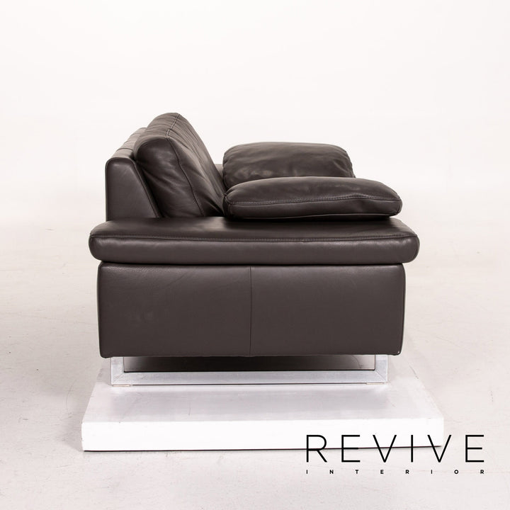 Ewald Schillig leather sofa dark brown two-seater couch #14825