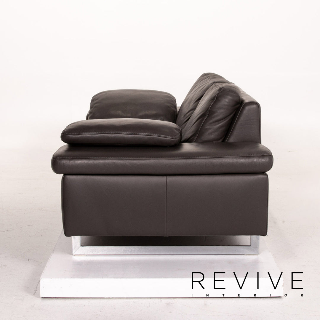 Ewald Schillig leather sofa dark brown two-seater couch #14825