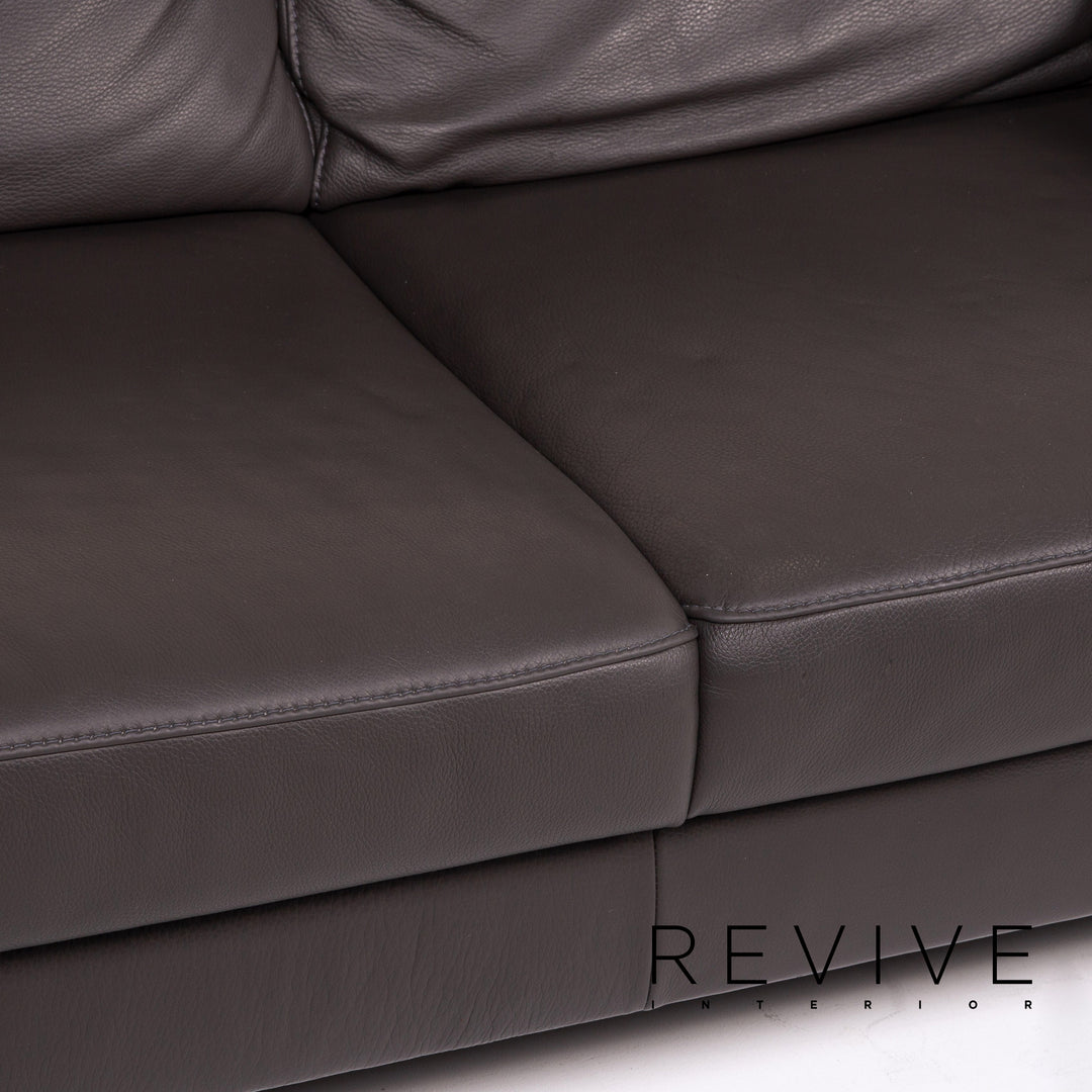 Ewald Schillig leather sofa dark brown two-seater couch #14825