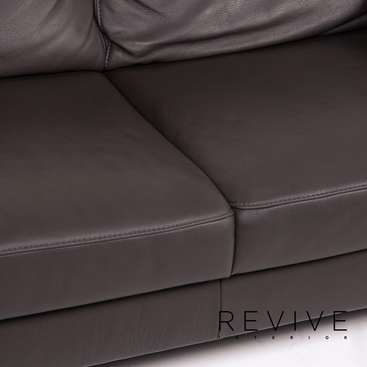 Ewald Schillig leather sofa dark brown two-seater couch #14825