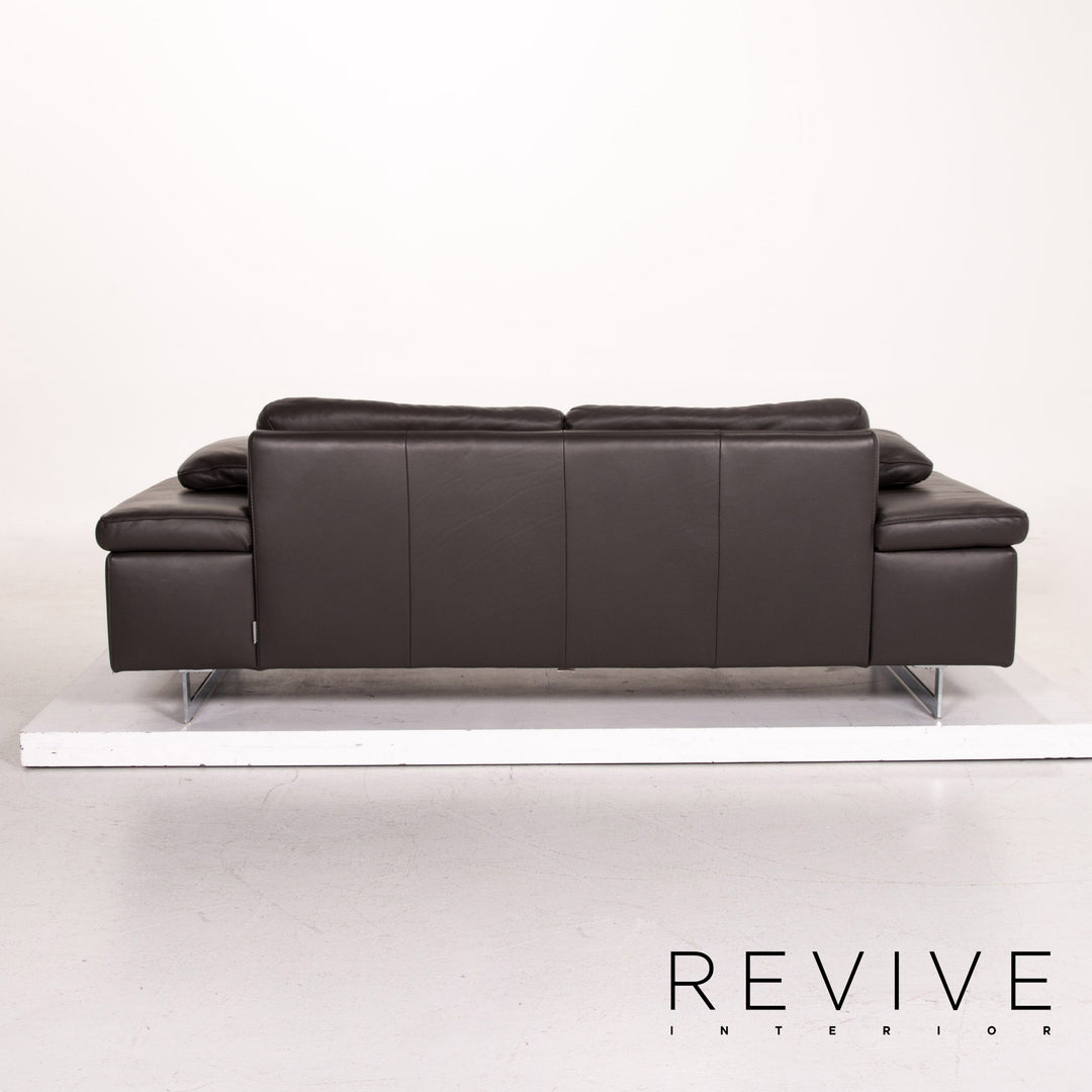 Ewald Schillig leather sofa dark brown two-seater couch #14825