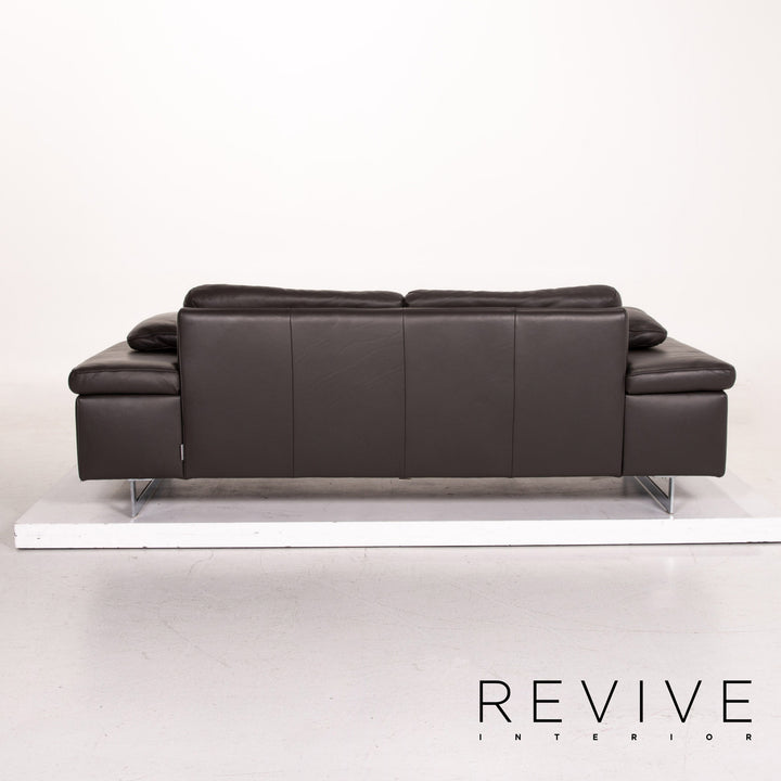 Ewald Schillig leather sofa dark brown two-seater couch #14825