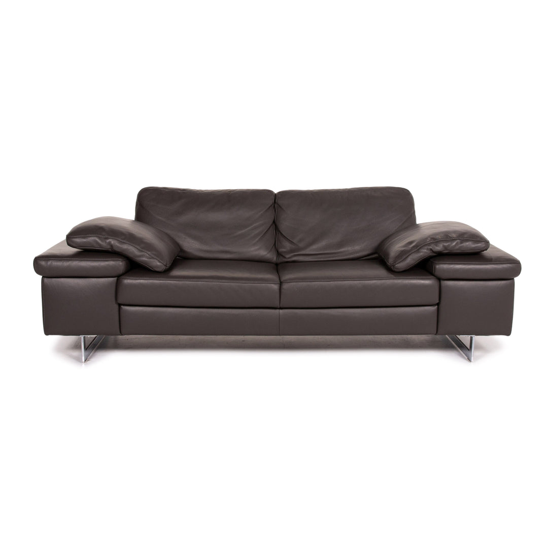 Ewald Schillig leather sofa dark brown two-seater couch #14825