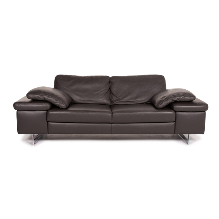 Ewald Schillig leather sofa dark brown two-seater couch #14825