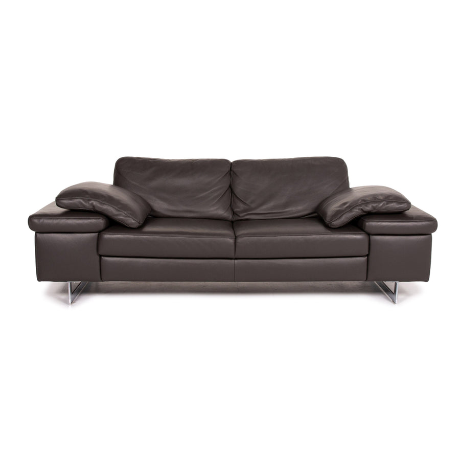 Ewald Schillig Leder Sofa Dunkelbraun Zweisitzer Couch #14825