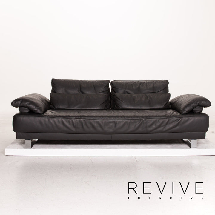 Ewald Schillig Leder Sofa Garnitur Anthrazit Grau 2x Dreisitzer Funktion Couch