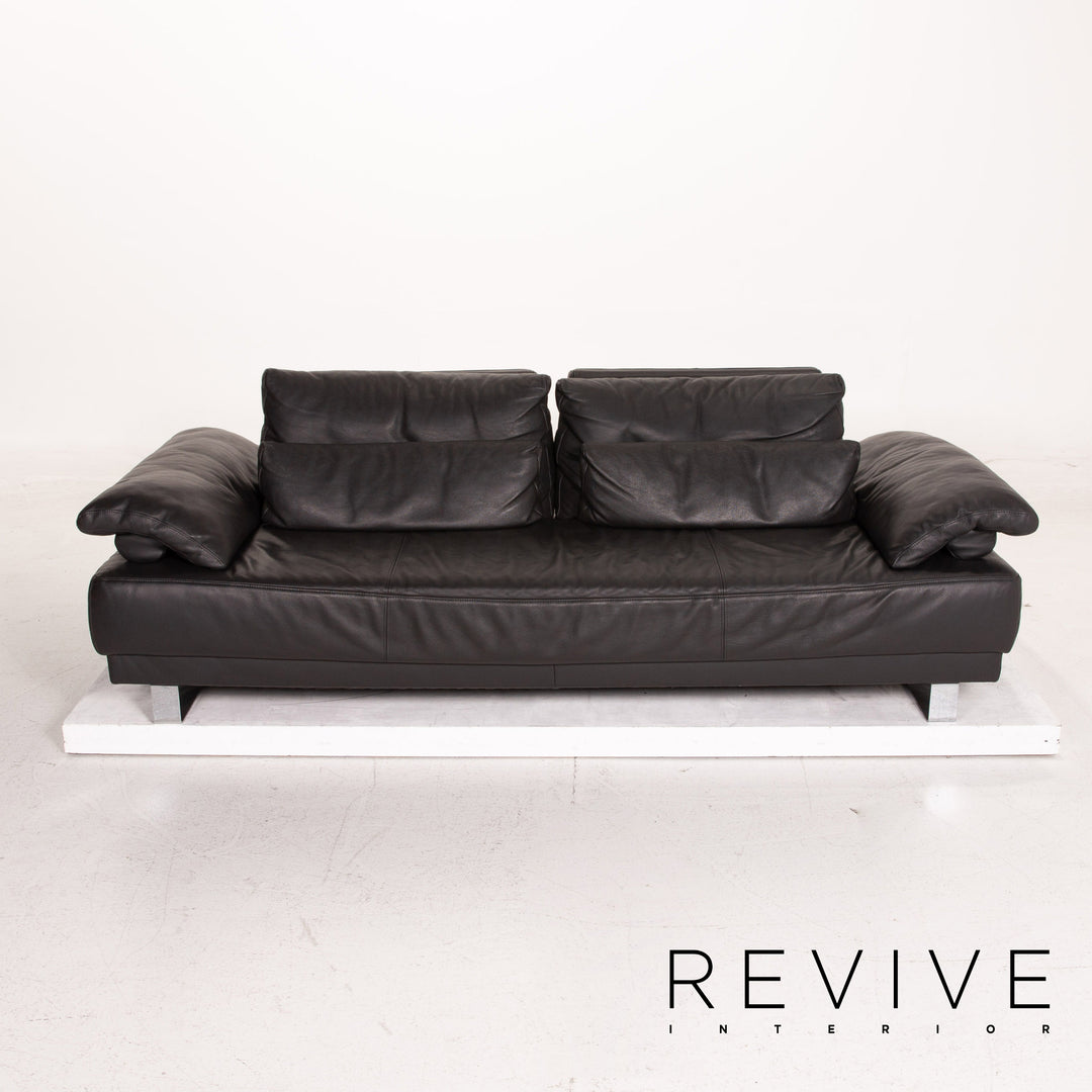 Ewald Schillig Leder Sofa Garnitur Anthrazit Grau 2x Dreisitzer Funktion Couch