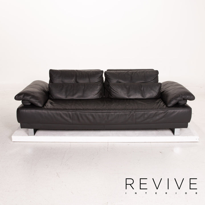 Ewald Schillig Leder Sofa Garnitur Anthrazit Grau 2x Dreisitzer Funktion Couch