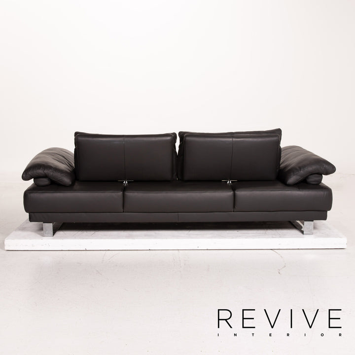 Ewald Schillig Leder Sofa Garnitur Anthrazit Grau 2x Dreisitzer Funktion Couch