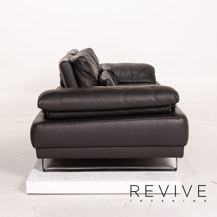 Ewald Schillig Leder Sofa Garnitur Anthrazit Grau 2x Dreisitzer Funktion Couch
