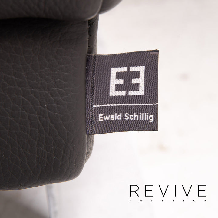 Ewald Schillig Leder Sofa Garnitur Anthrazit Grau 2x Dreisitzer Funktion Couch