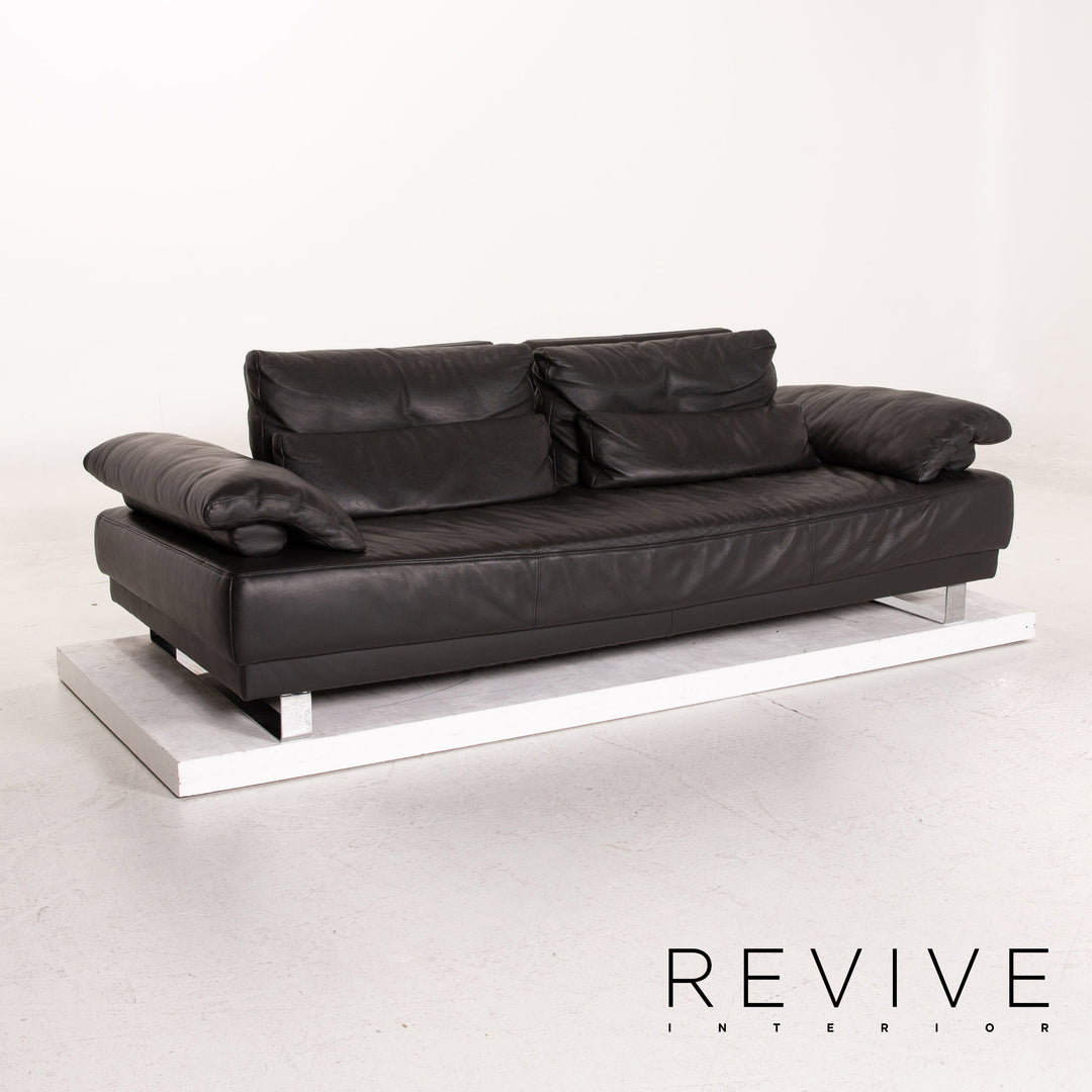 Ewald Schillig Leder Sofa Garnitur Anthrazit Grau 2x Dreisitzer Funktion Couch