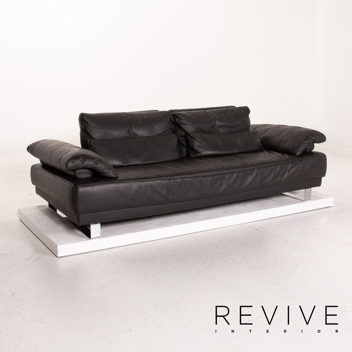 Ewald Schillig Leder Sofa Garnitur Anthrazit Grau 2x Dreisitzer Funktion Couch