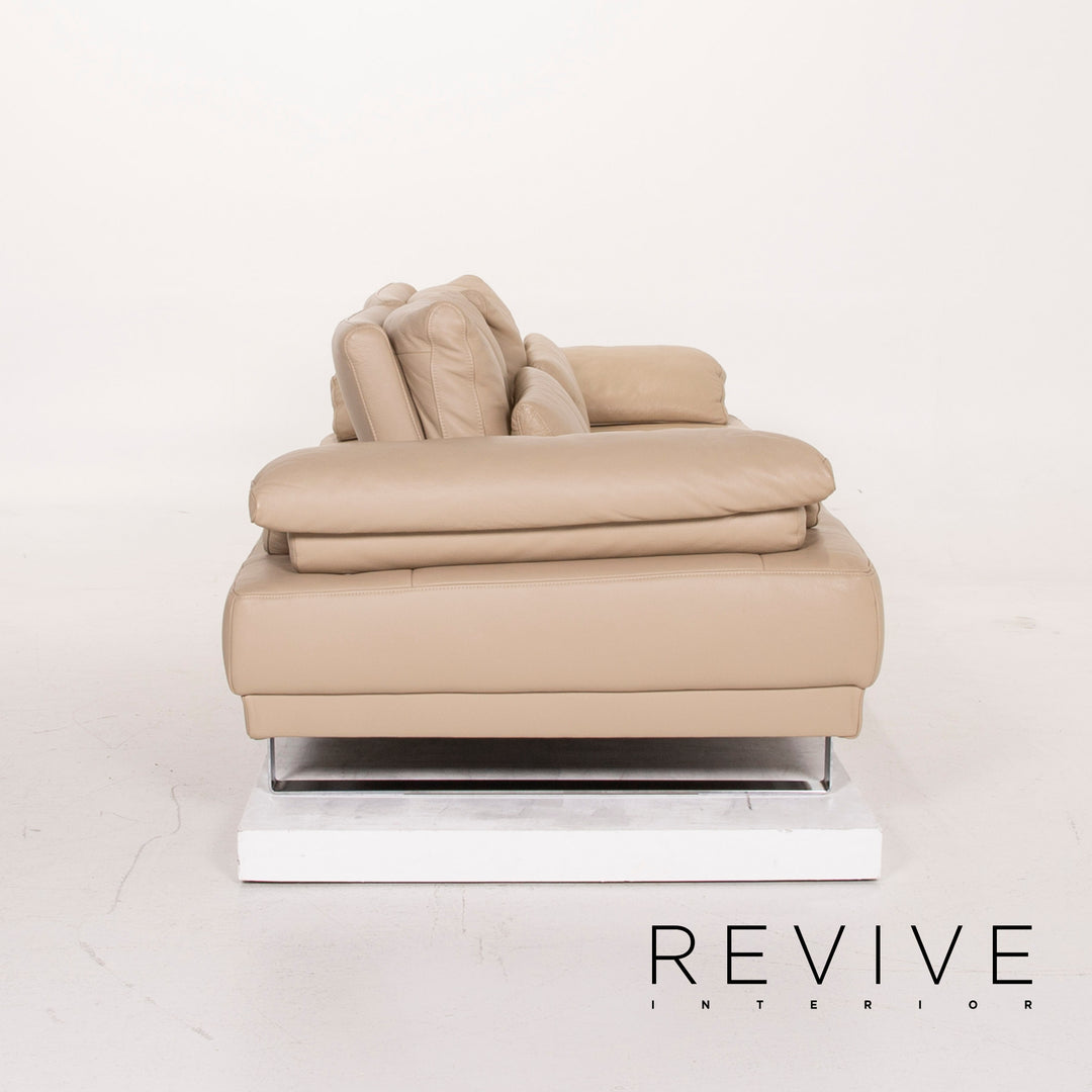 Ewald Schillig leather sofa set beige three-seater function #14875