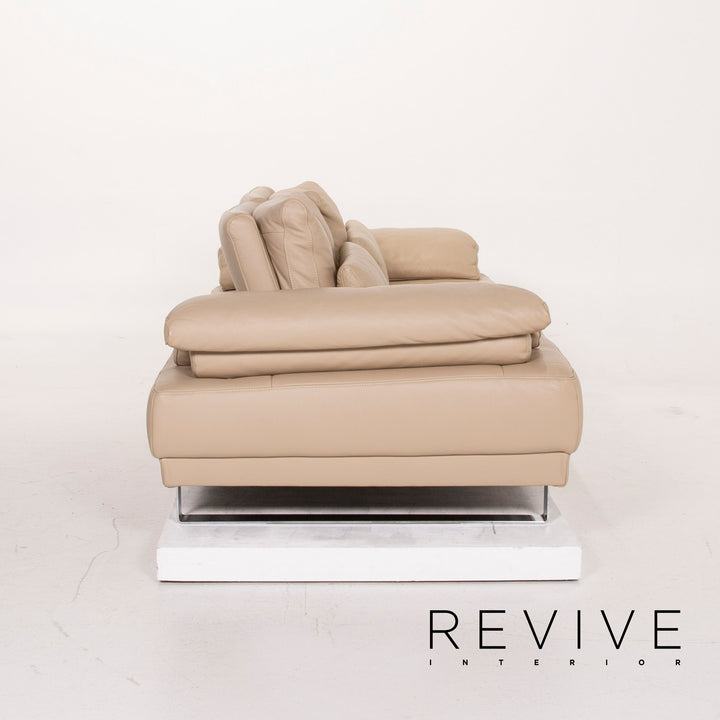 Ewald Schillig leather sofa set beige three-seater function #14875