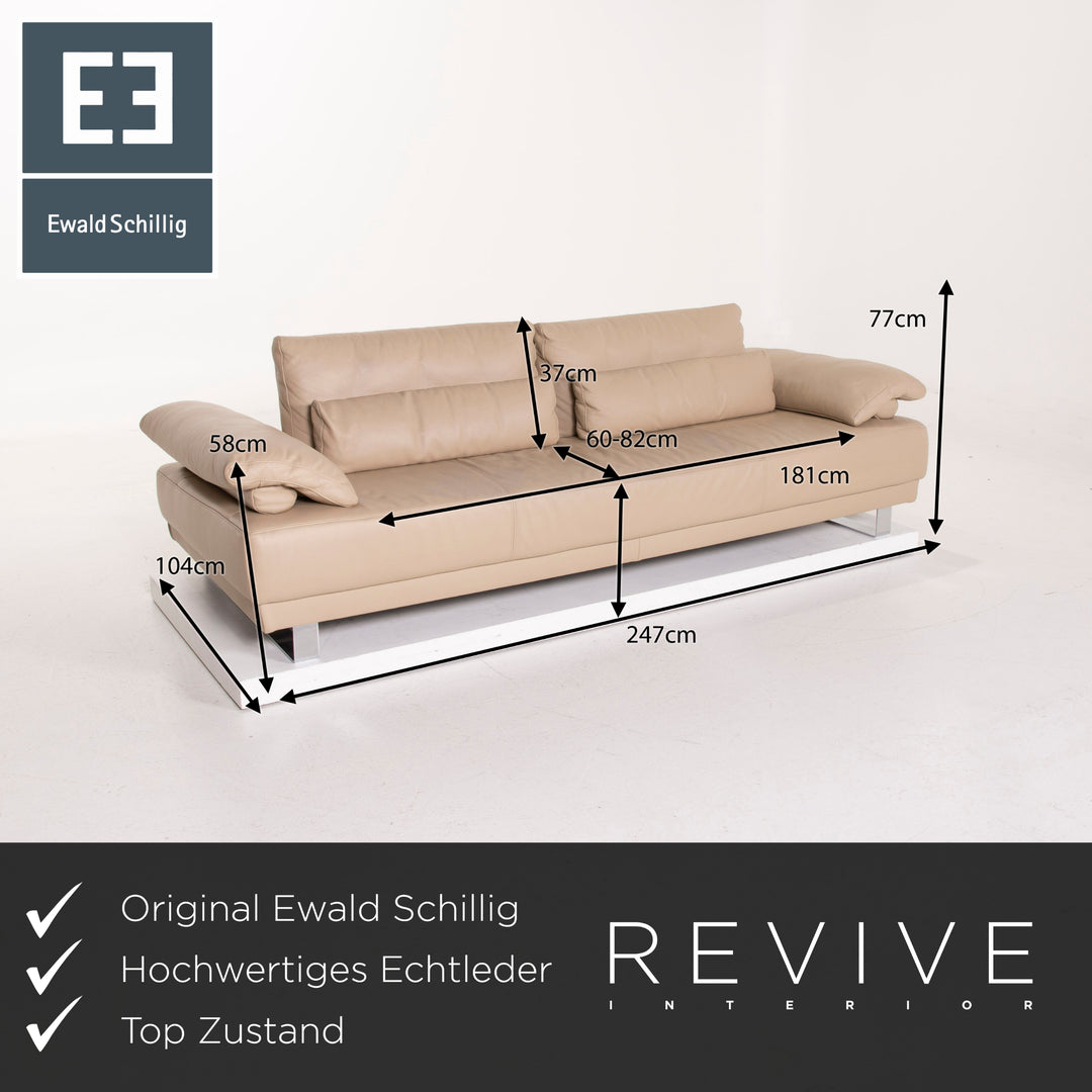 Ewald Schillig leather sofa set beige three-seater function #14875