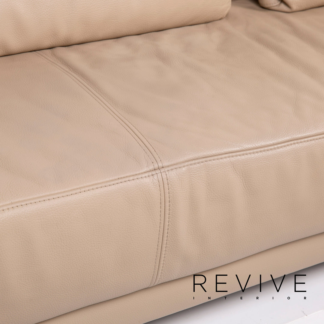 Ewald Schillig leather sofa set beige three-seater function #14875