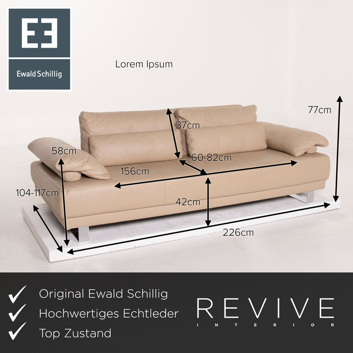 Ewald Schillig leather sofa set beige three-seater function #14875