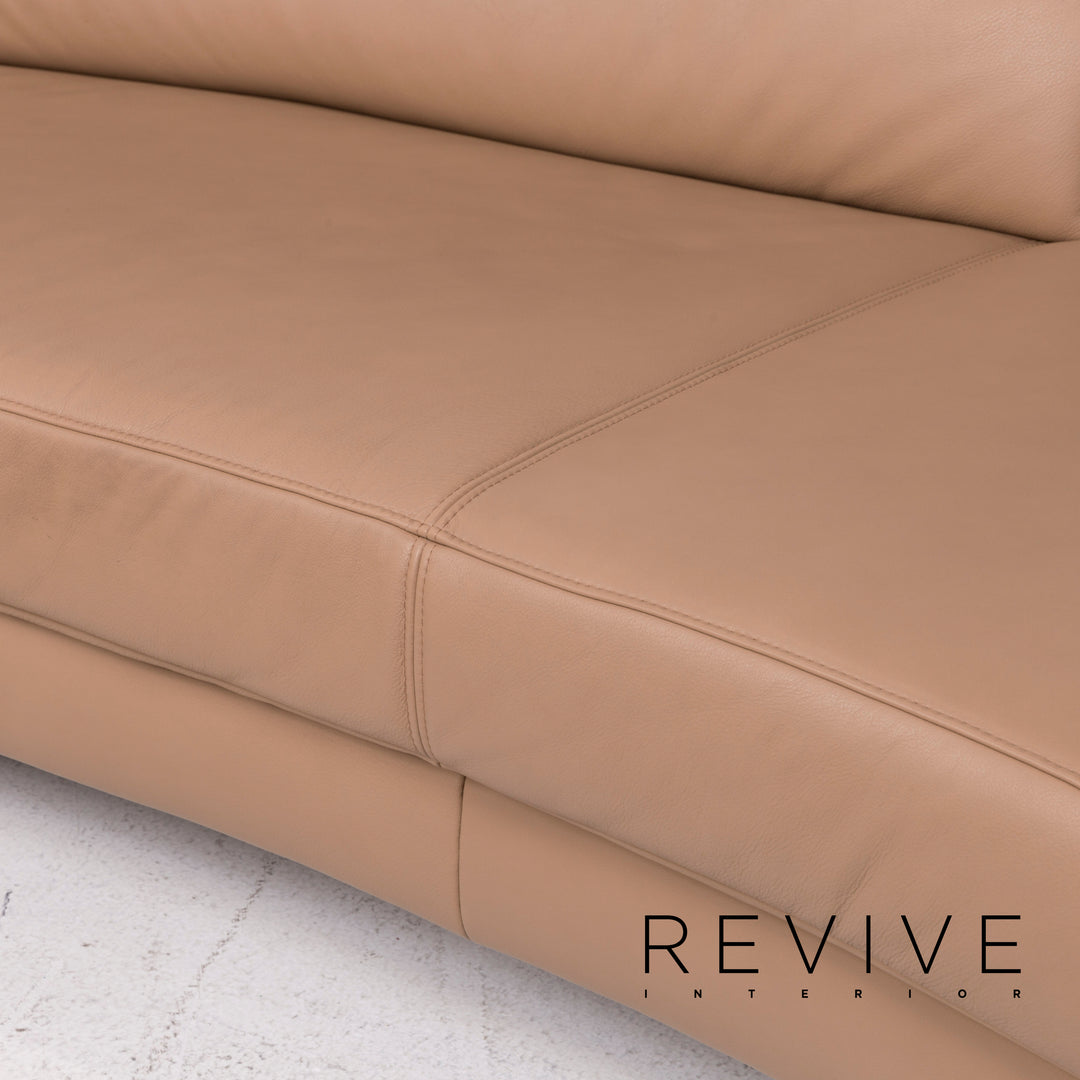 Ewald Schillig leather sofa set beige corner sofa armchair stool #12470