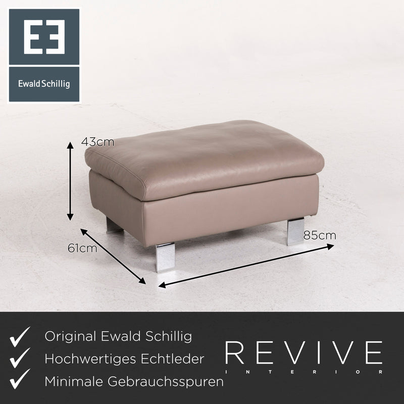 Ewald Schillig Leder Sofa Garnitur Braun Graubeige Cappucino 1x Sofa 1x Hocker 