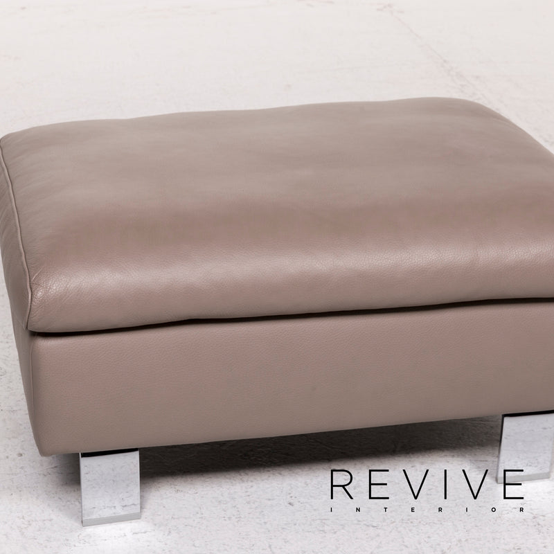 Ewald Schillig Leder Sofa Garnitur Braun Graubeige Cappucino 1x Sofa 1x Hocker 