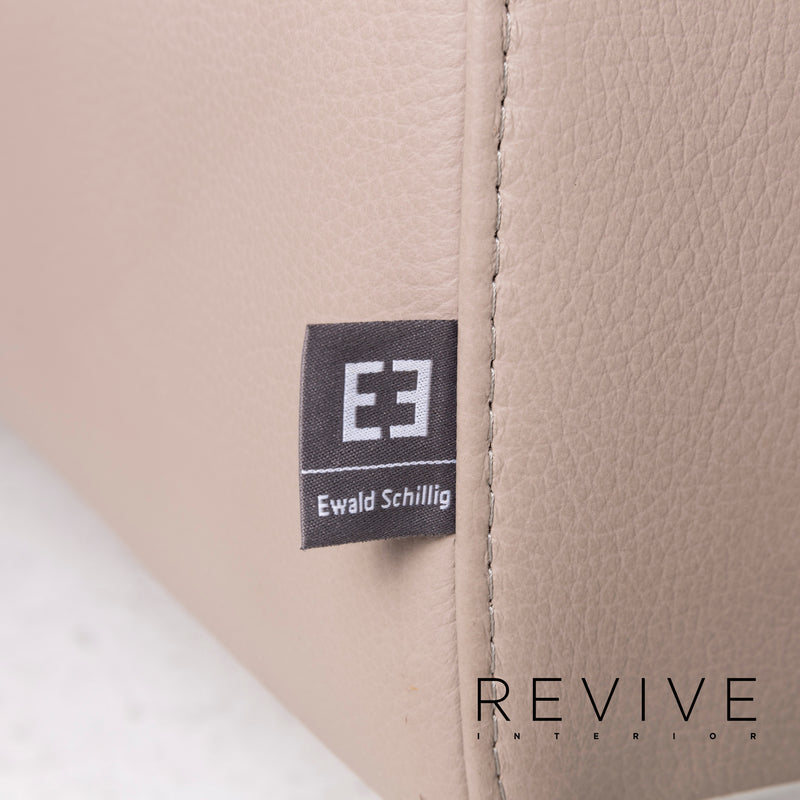 Ewald Schillig Leder Sofa Garnitur Braun Graubeige Cappucino 1x Sofa 1x Hocker 