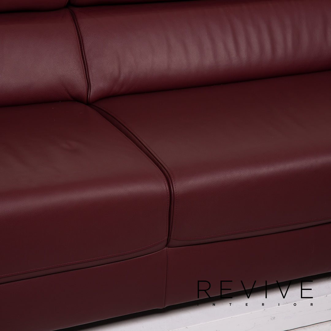 Ewald Schillig Brand Blues leather sofa set dark red three-seater two-seater #15227