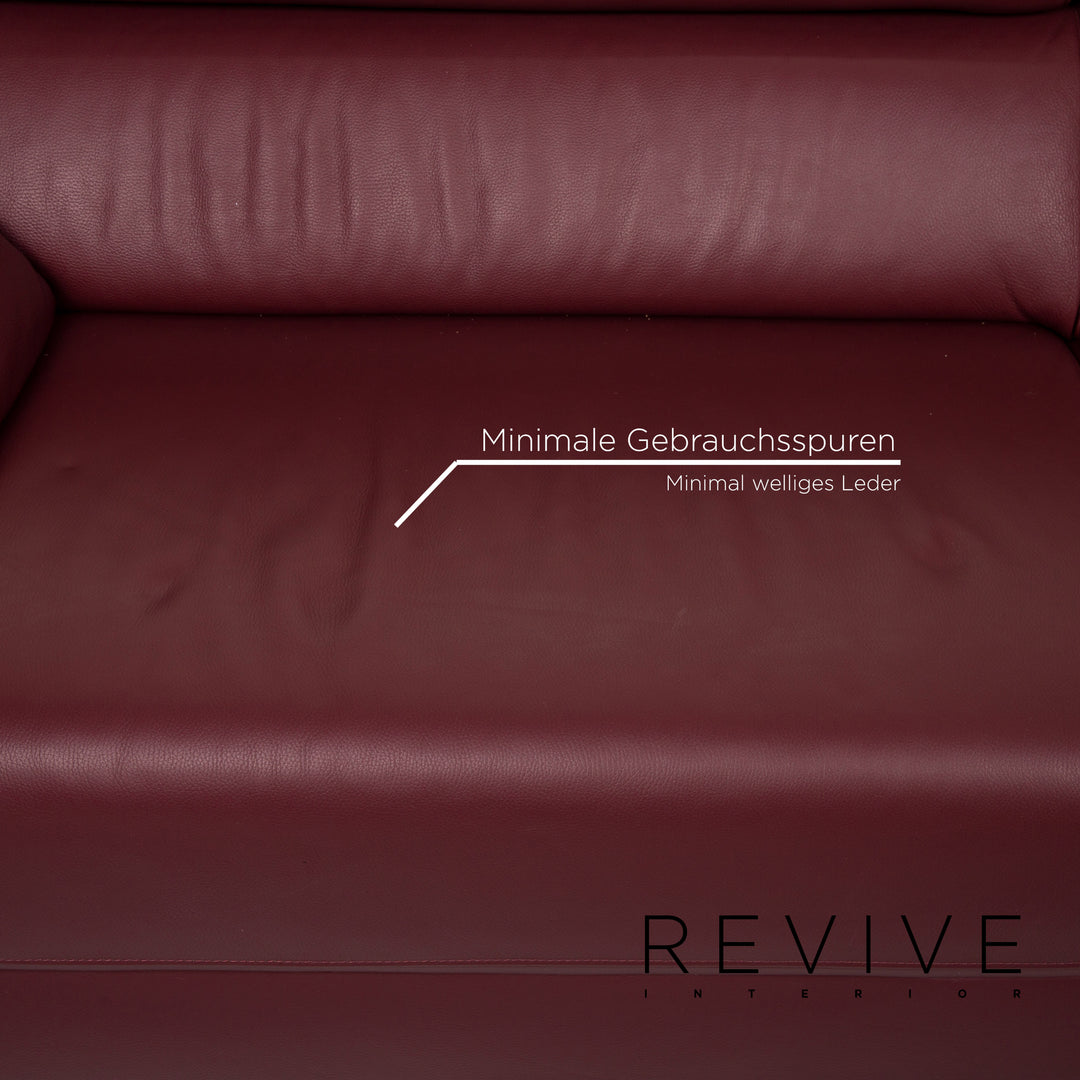 Ewald Schillig marque Blues ensemble de canapé en cuir rouge foncé trois places deux places #15227