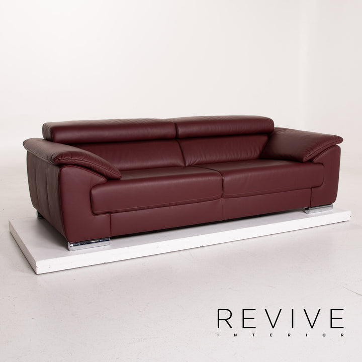 Ewald Schillig marque Blues ensemble de canapé en cuir rouge foncé trois places deux places #15227