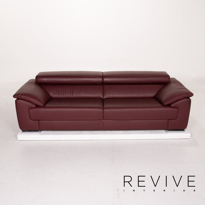 Ewald Schillig marque Blues ensemble de canapé en cuir rouge foncé trois places deux places #15227