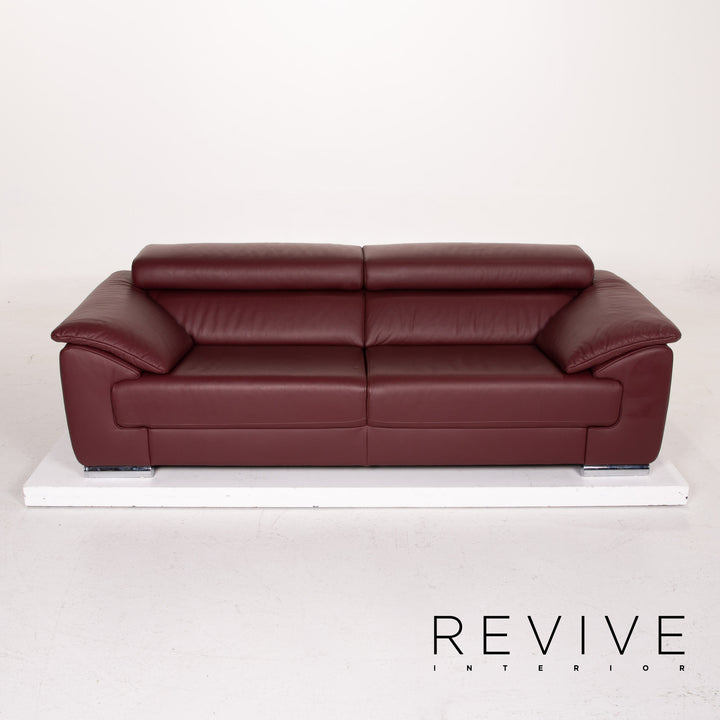 Ewald Schillig marque Blues ensemble de canapé en cuir rouge foncé trois places deux places #15227