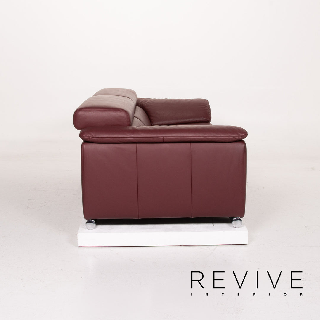 Ewald Schillig marque Blues ensemble de canapé en cuir rouge foncé trois places deux places #15227