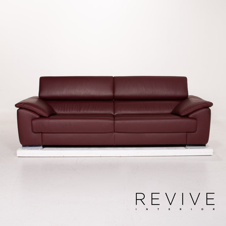 Ewald Schillig marque Blues ensemble de canapé en cuir rouge foncé trois places deux places #15227